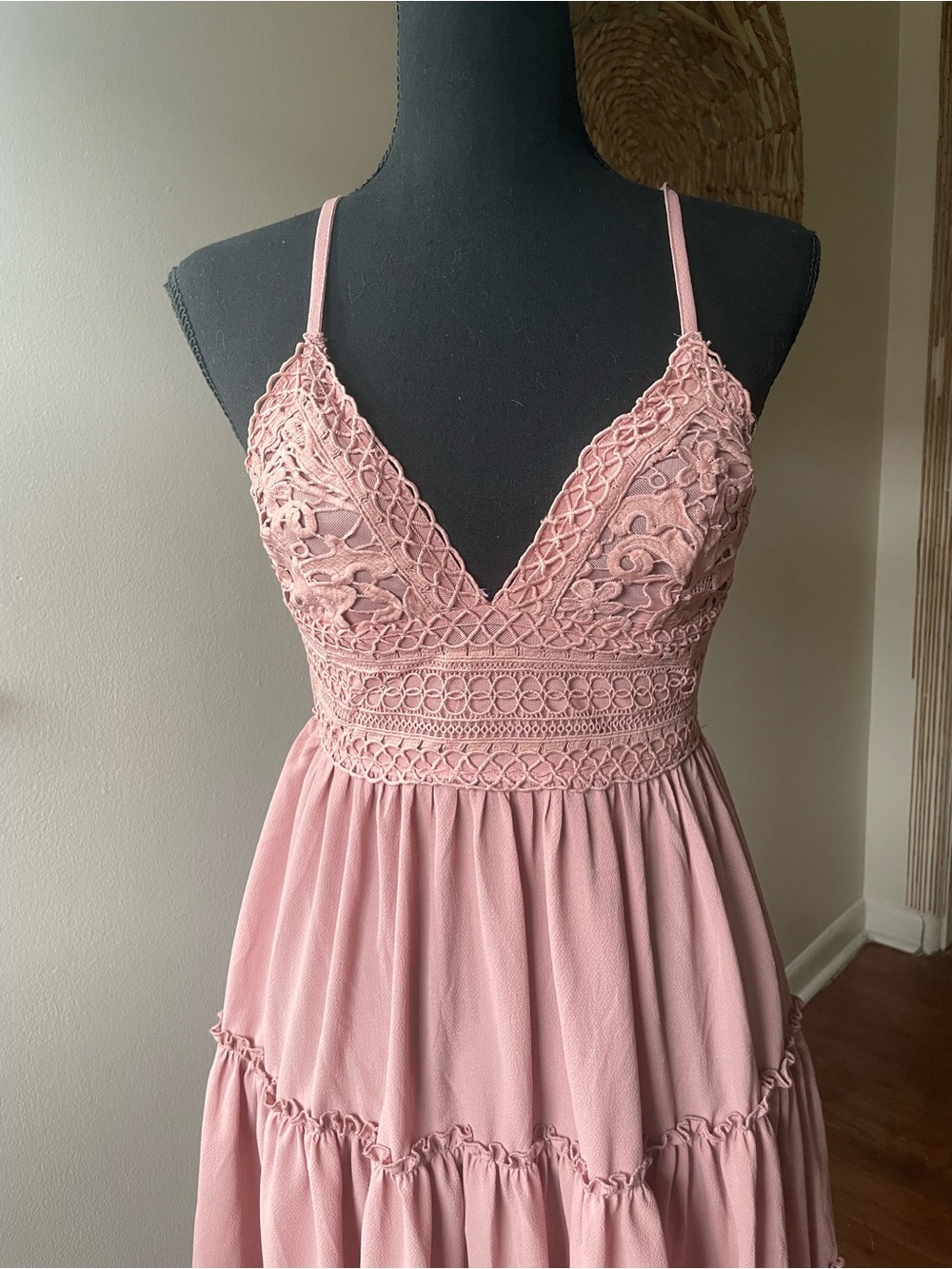 Hello Molly Blush Pink Lace-Trim Tiered Sundress - Picture 6 of 6